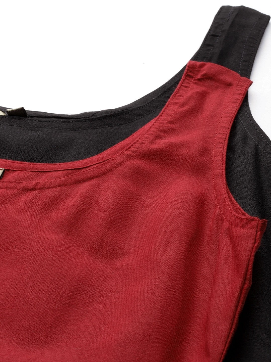 Ada Black and Maroon Cotton Long Slips Combo of 2 A111129.