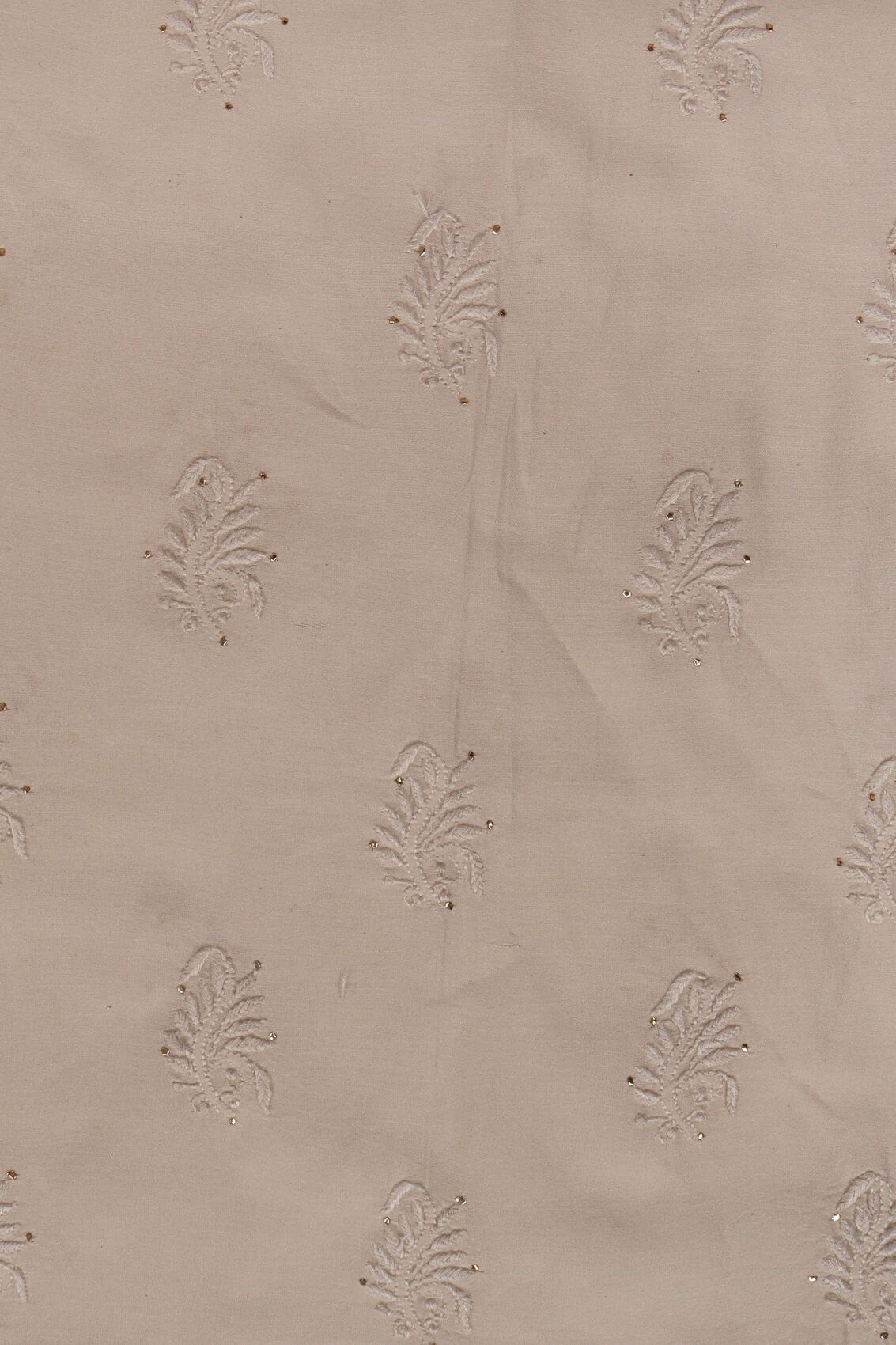 Ada Hand Embroidered Cream Chanderi Lucknowi Chikankari Unstitched Kurta Piece With Muqaish Work A601073