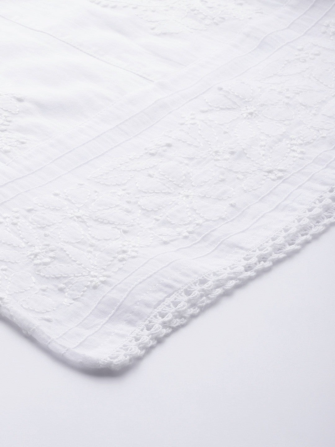 Ada Hand Embroidered White Cotton Lucknowi Chikankari Palazzo A100410