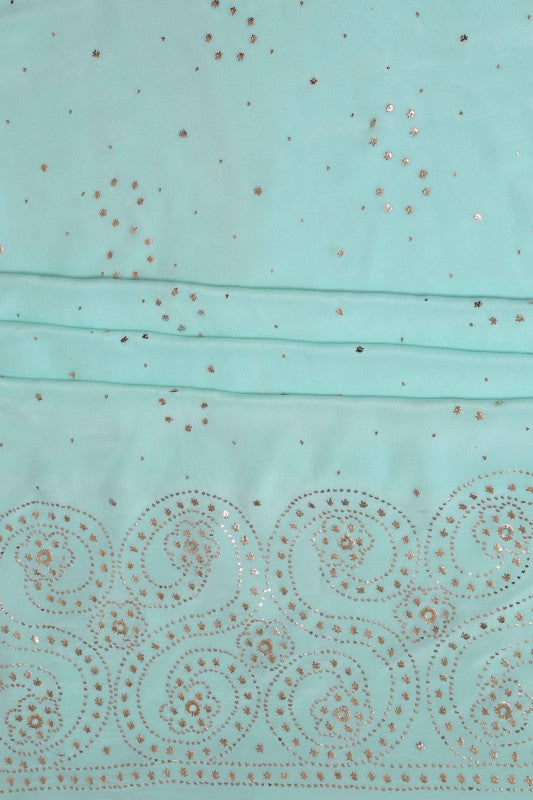 Ada Hand Embroidered Sea Green Crepe Lucknowi Chikan Unstitched Suit Piece With Muqaish Work-A134006
