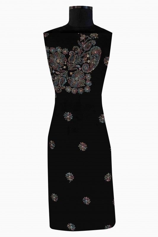 Ada Hand Embroidered Black Georgette Lucknowi Chikan Unstitched Suit Piece A211196