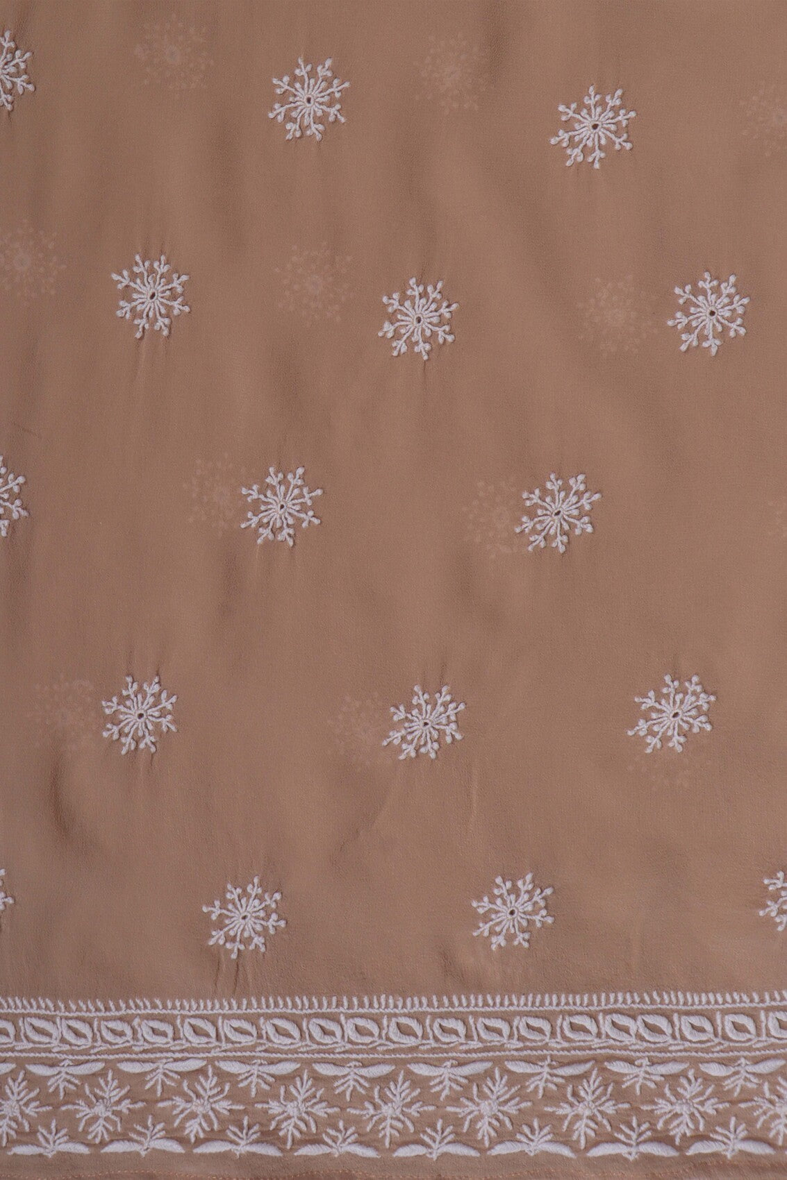 Ada Hand Embroidered Fawn Pure Georgette Lucknowi Chikankari Unstitched Kurta Dupatta Set A198254