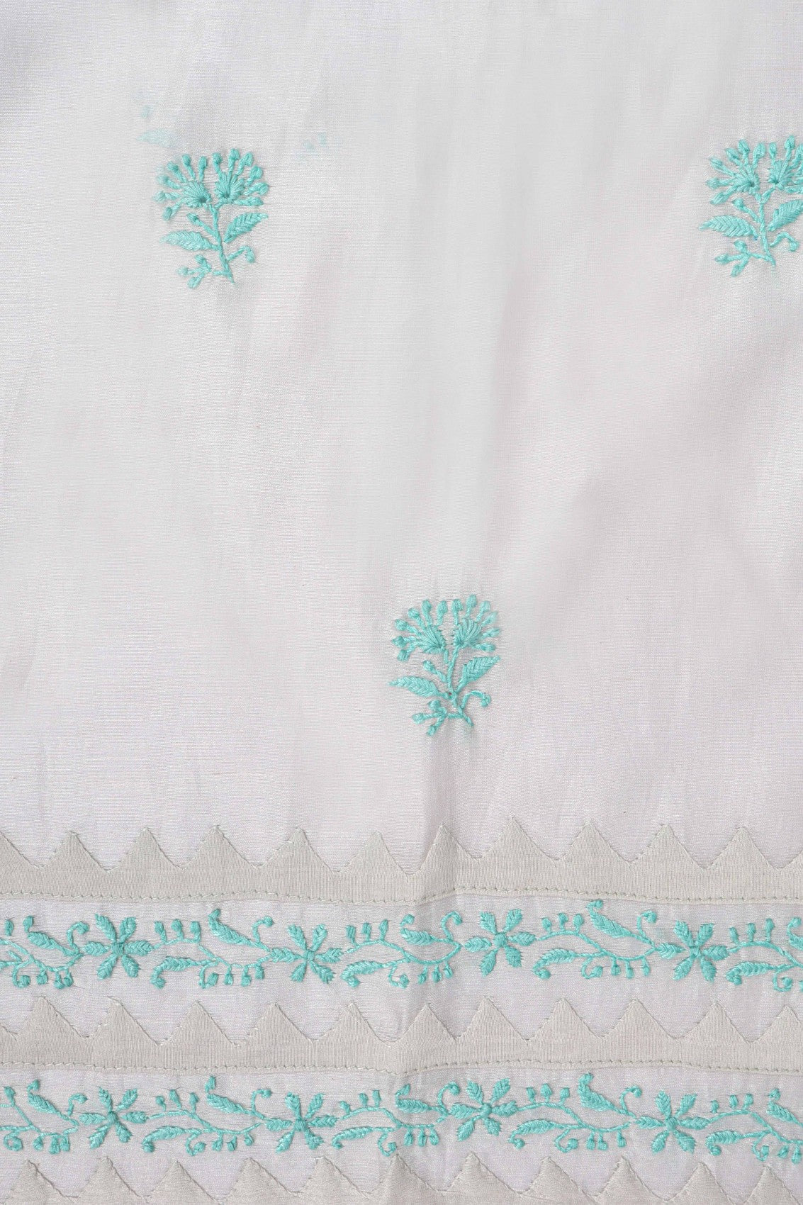 Ada Hand Embroidered Light Grey Chanderi Lucknowi Chikankari Semi-stitched Kurta Dupatta Set A320060