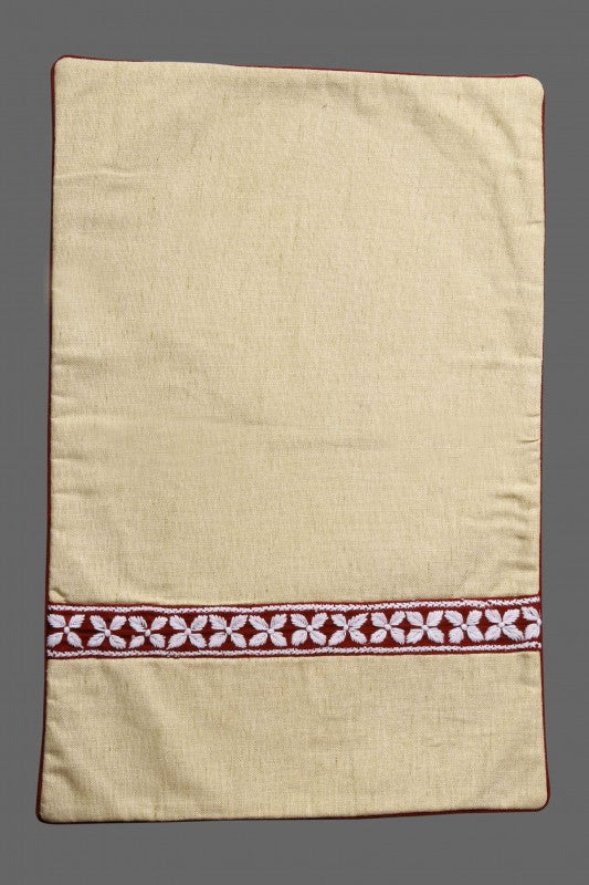 Ada Hand Embroidered Fawn Cotton Lucknowi Chikankari Dining Table Placemat 01A66082