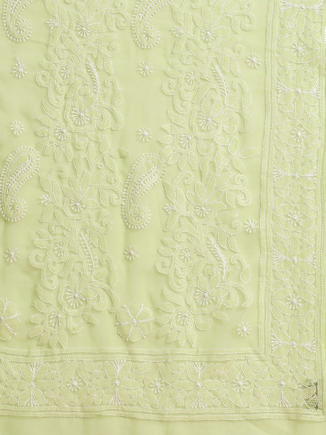Ada Hand Embroidered Green Georgette Lucknowi Chikankari Saree with Blouse A311310