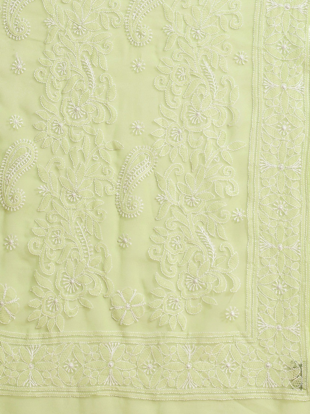 Ada Hand Embroidered Green Georgette Lucknowi Chikankari Saree with Blouse A311310