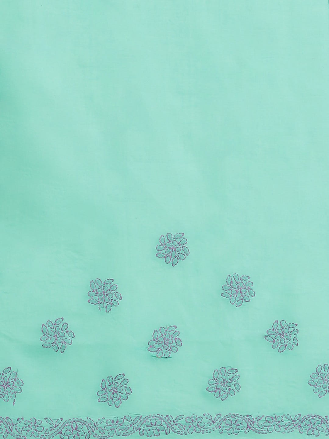 Ada Hand Embroidered Sea Green Cotton Lucknow Chikan Saree With Blouse-A311219