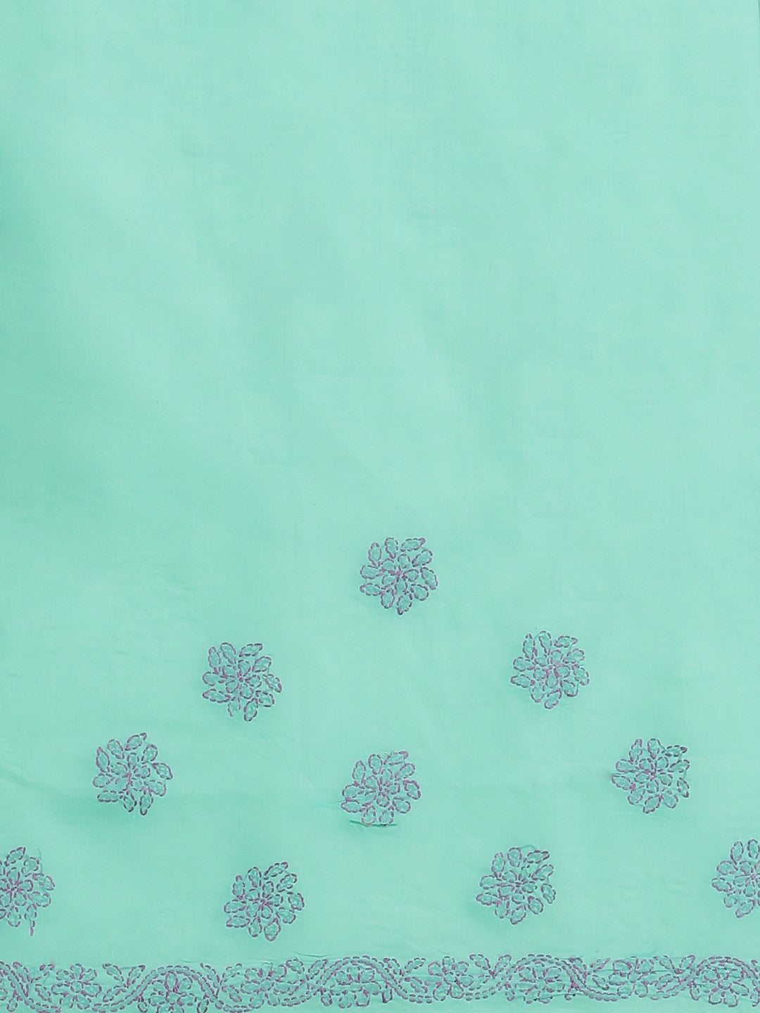 Ada Hand Embroidered Sea Green Cotton Lucknow Chikan Saree With Blouse-A311219