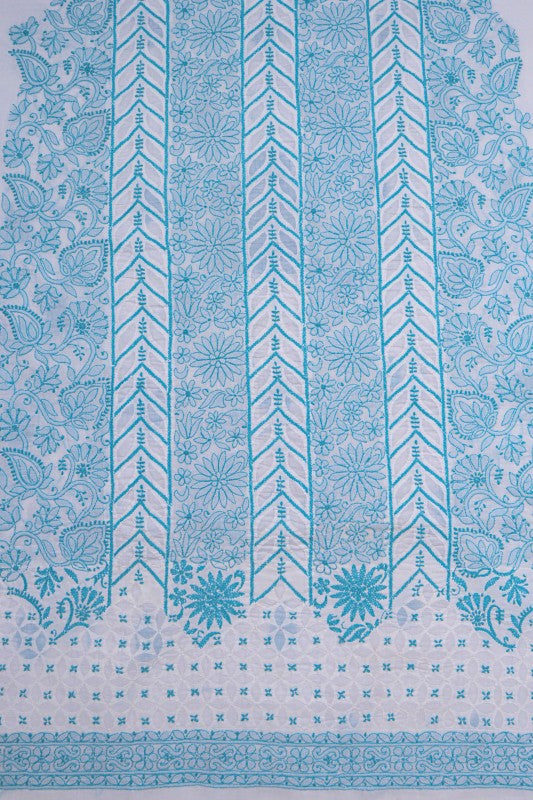 Ada Hand Embroidered White Cotton Lucknowi Chikankari Unstitched Suit Piece 01A27292