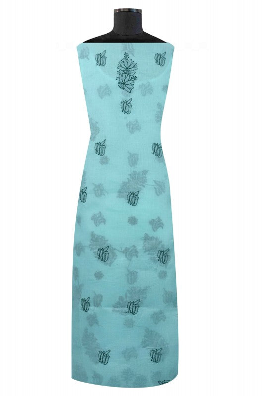 Ada Hand Embroidered Sea Green Cotton Lucknowi Chikan Unstitched Suit Piece A347806