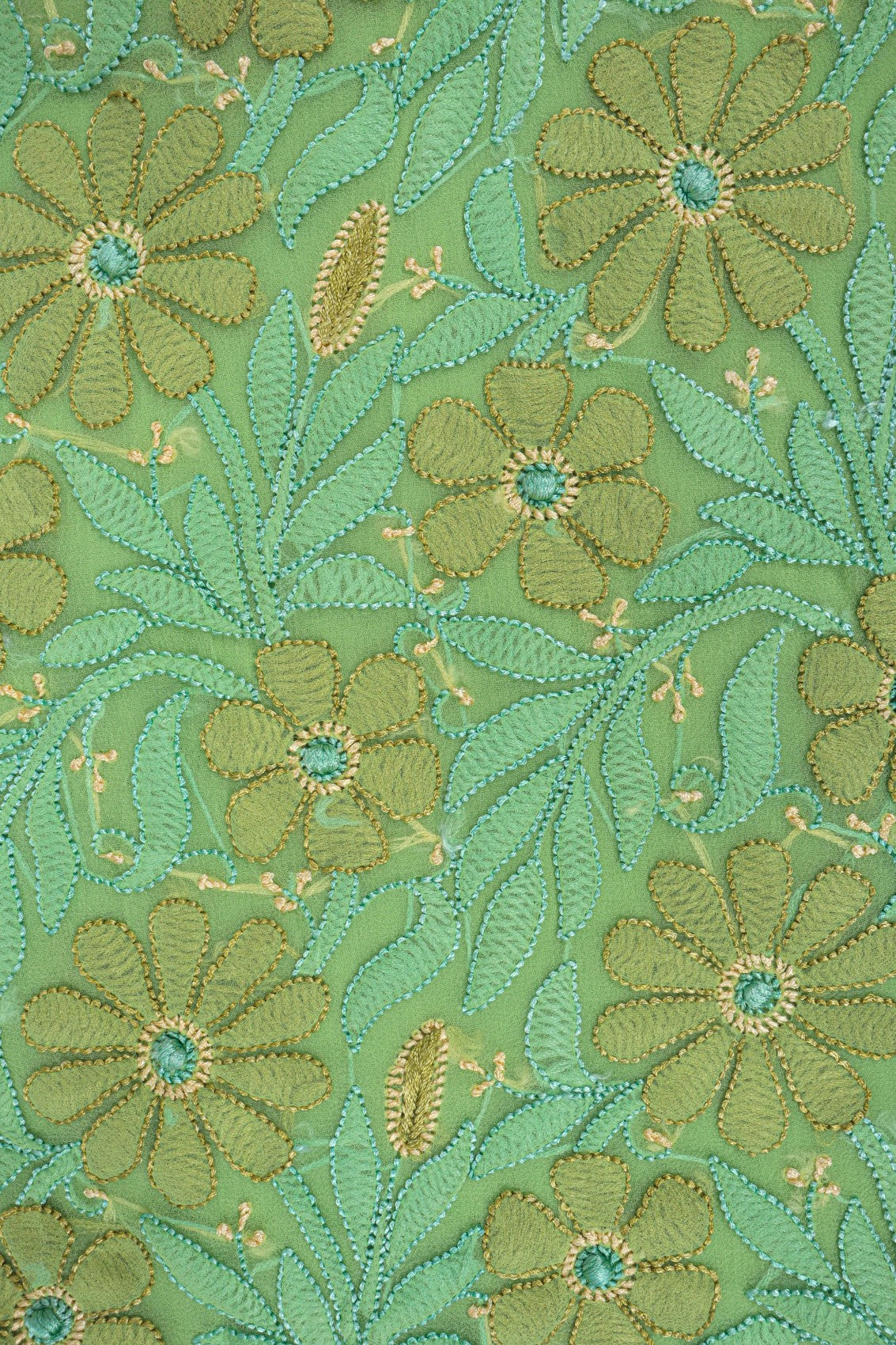 Ada Hand Embroidered Lime Green Georgette Lucknowi Chikankari Unstitched Suit Piece 01A172858