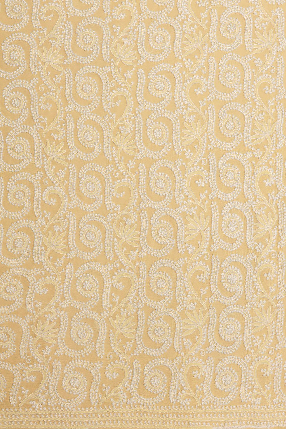 Ada Hand Embroidered Vanilla Yellow Pure Georgette Lucknowi Chikankari Unstitched Kurta Dupatta Set A49697