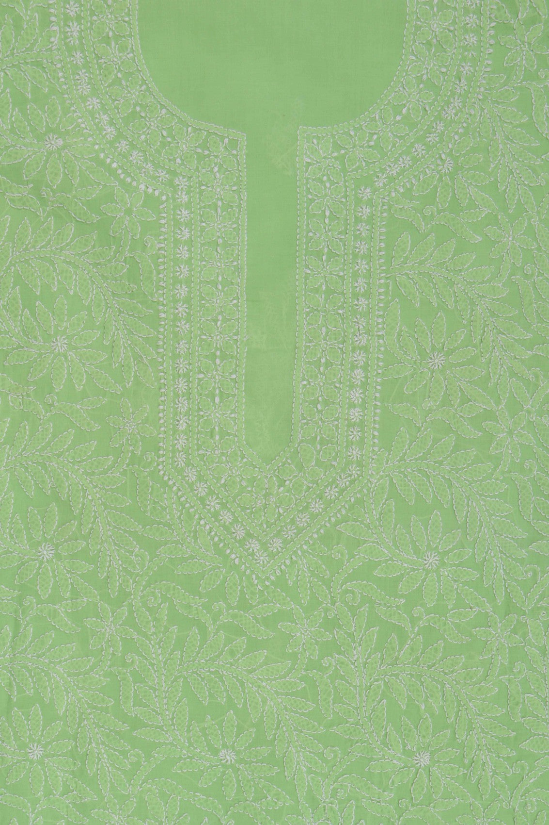 Ada Hand Embroidered Green Cotton Lucknowi Chikankari Unstitched Suit Piece 01A169959