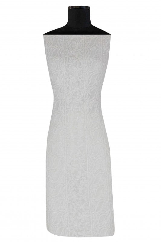 Ada Hand Embroidered White Kota Lucknowi Chikan Unstitched Kurta Piece- A623132