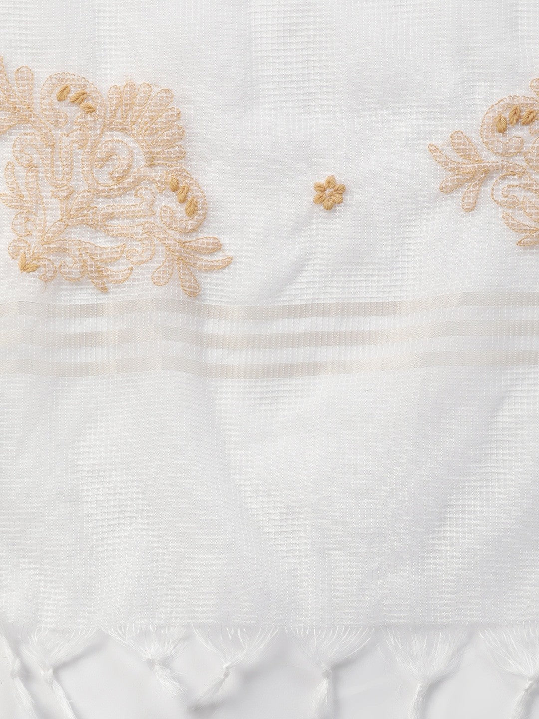 Ada Hand Embroidered White Kota Lucknowi Chikankari Dupatta A511145