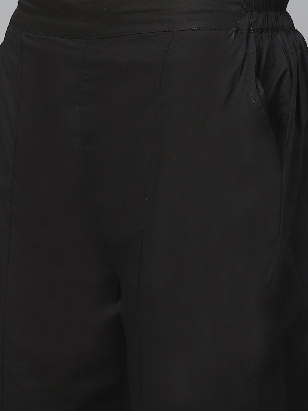 Ada Hand Embroidered Black Cotton Lucknowi Chikankari Straight Kurta/Trouser Set With Muqaish Work A100557