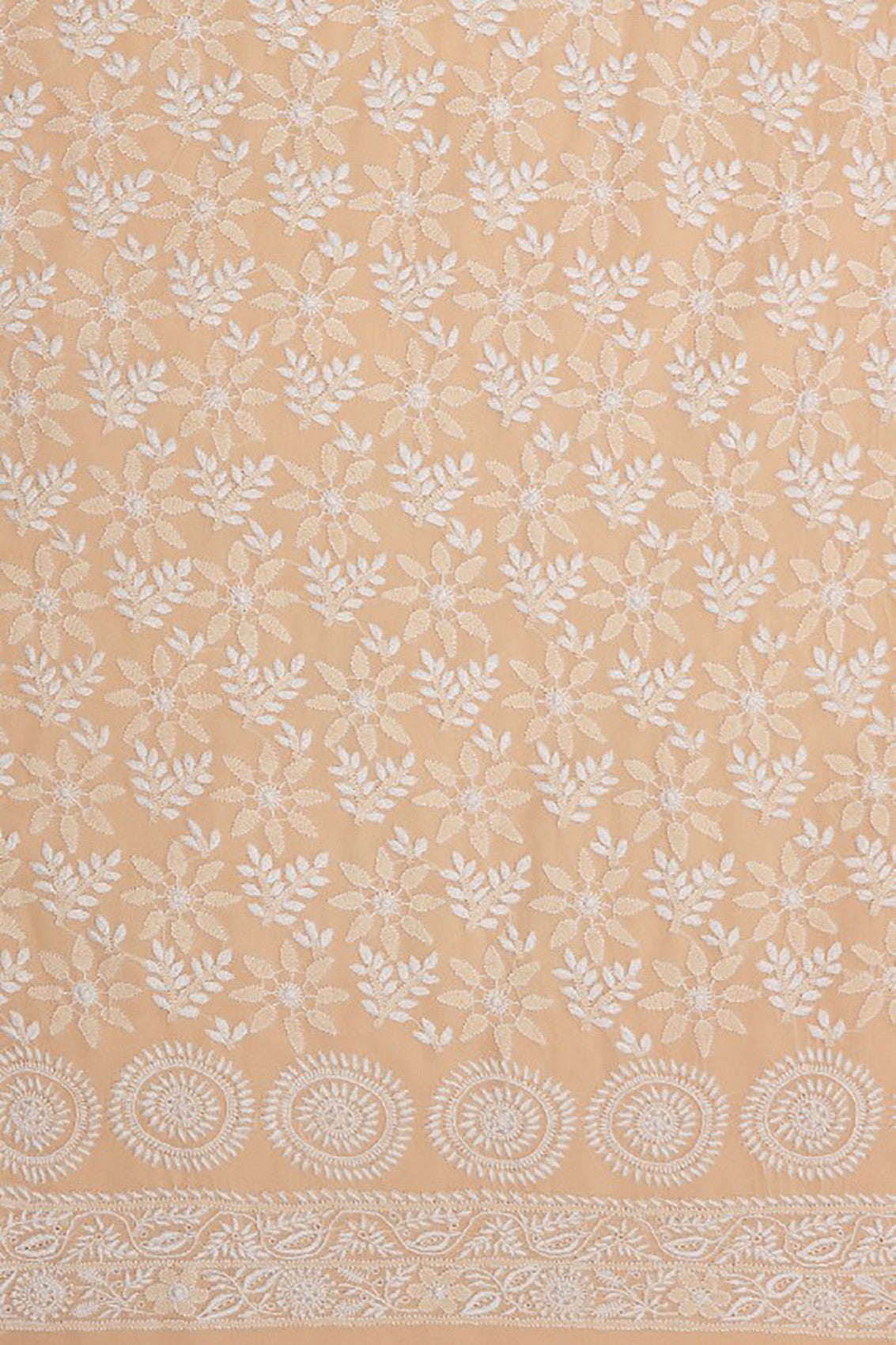Ada Hand Embroidered Beige Pure Georgette Lucknowi Chikankari Unstitched Kurta Dupatta Set A1114