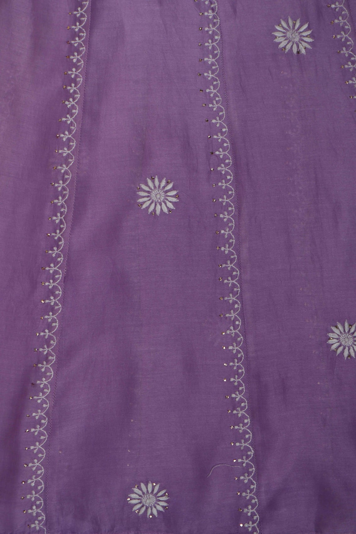 Ada Hand Embroidered Mauve Chanderi Lucknowi Chikankari Semi-Stitched Anarkali Kurta With Muqaish Work A601077