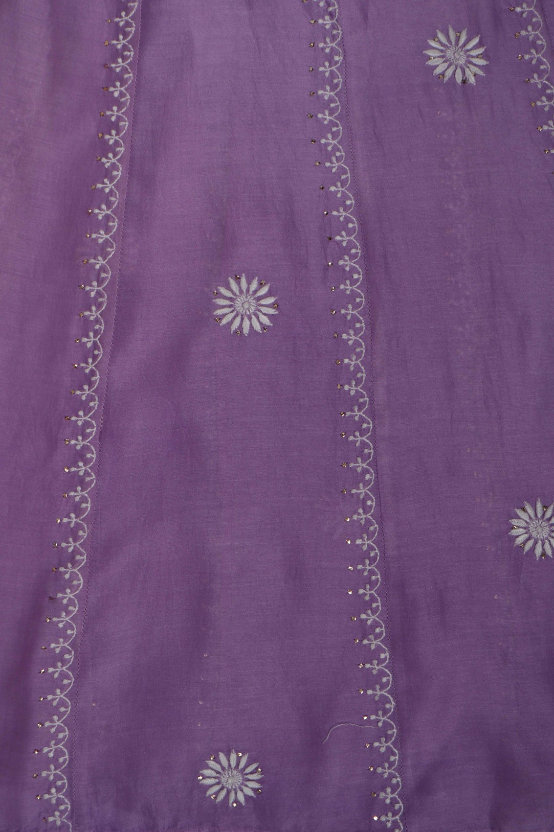 Ada Hand Embroidered Mauve Chanderi Lucknowi Chikankari Semi-Stitched Anarkali Kurta With Muqaish Work A601077