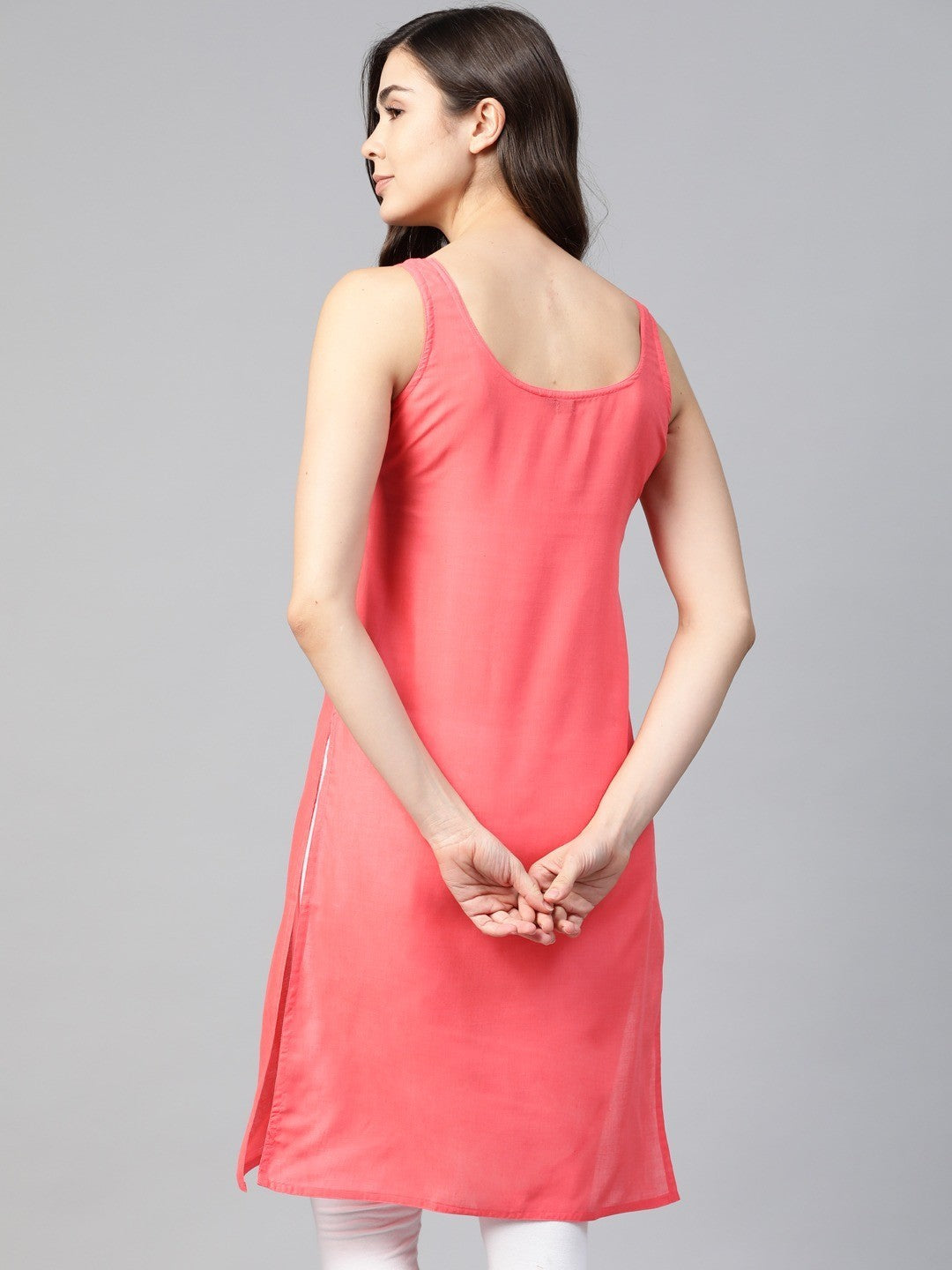 Ada Black And Carrot Pink Cotton Long Slips Combo of 2  A111130.