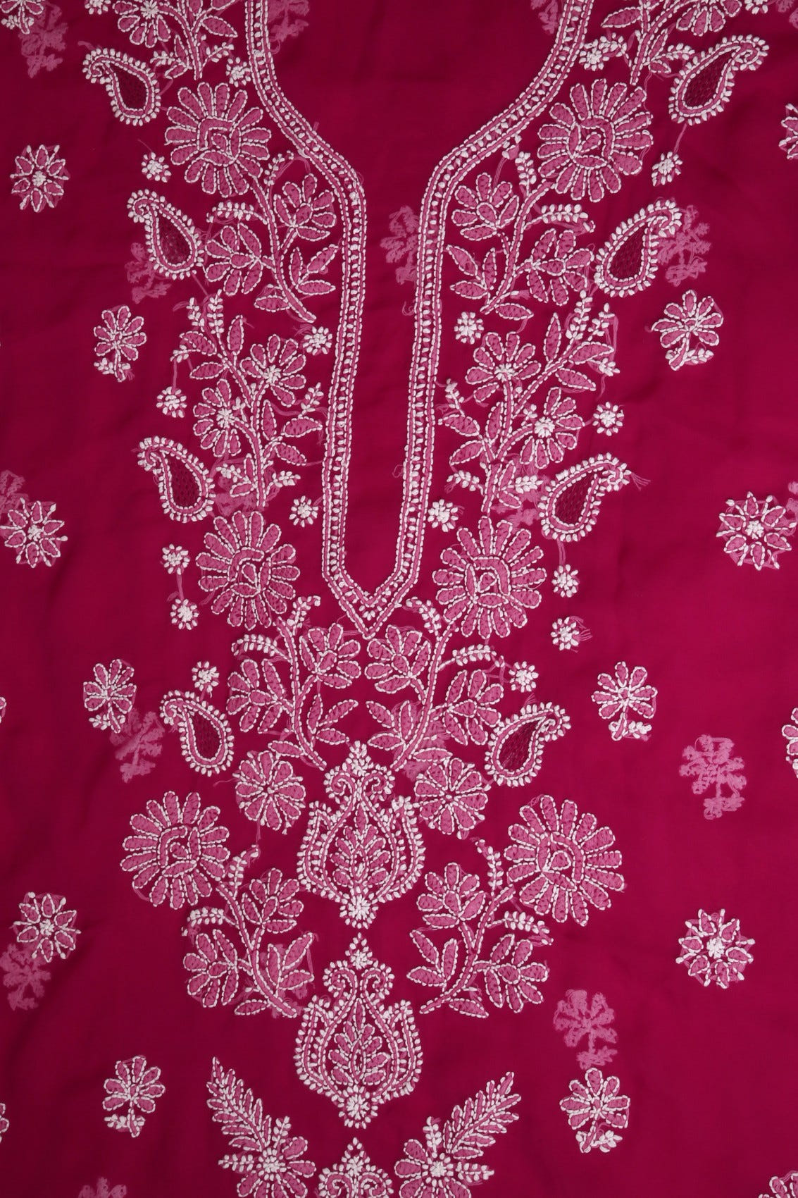 Ada Hand Embroidered Magenta Georgette Lucknowi Chikankari Unstitched Suit Piece A211245