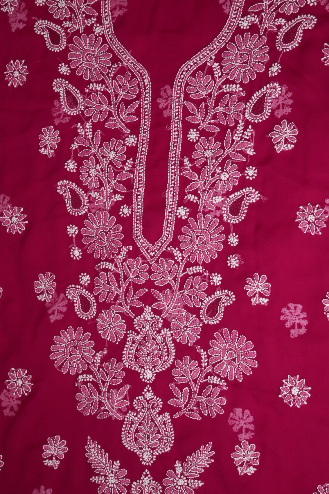 Ada Hand Embroidered Magenta Georgette Lucknowi Chikankari Unstitched Suit Piece A211245