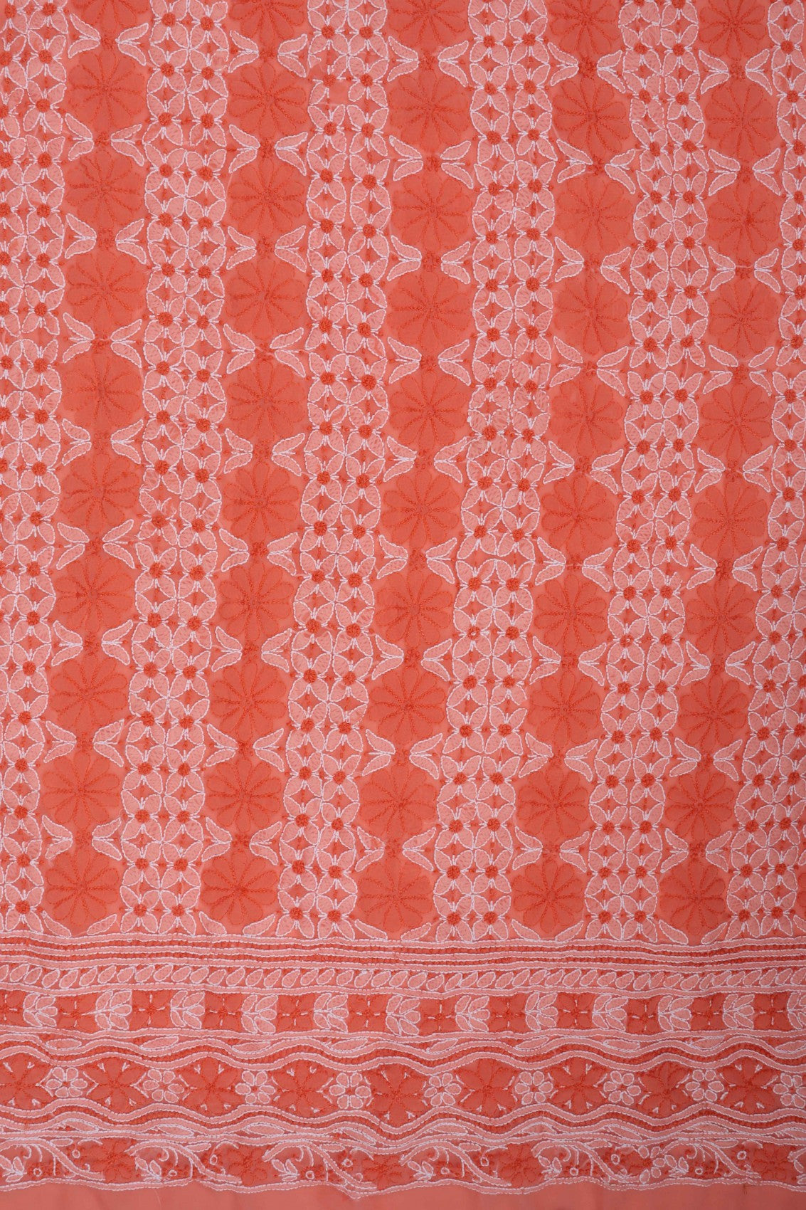 Ada Hand Embroidered Peach Georgette Lucknowi Chikankari Unstitched Suit Piece 01A151212