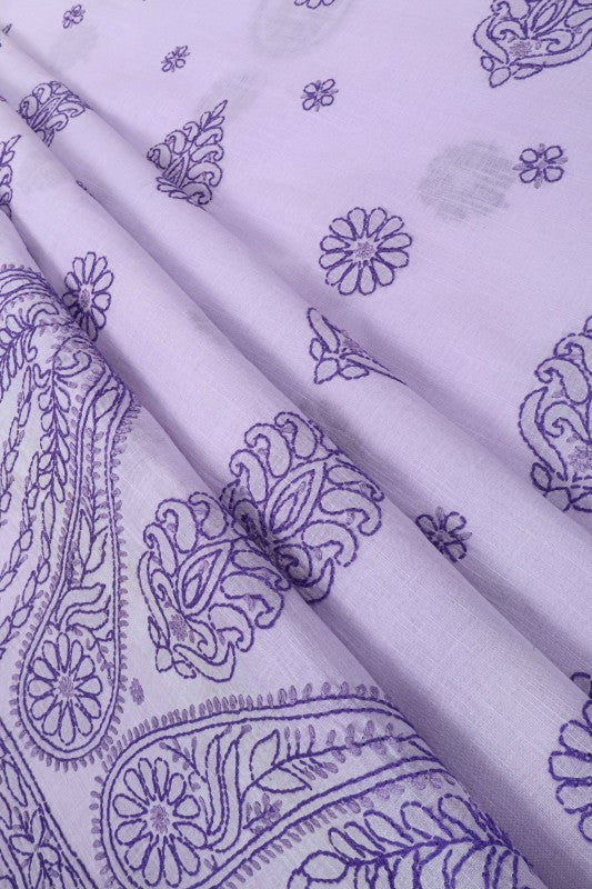Ada Hand Embroidered Mauve Cotton Lucknowi Chikan Unstitched Suit Piece A176918