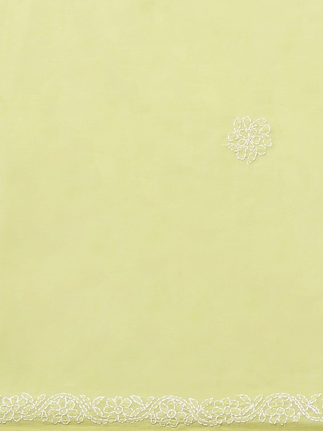 Ada Hand Embroidered Light Green Cotton Lucknow Chikan Saree With Blouse-A311159