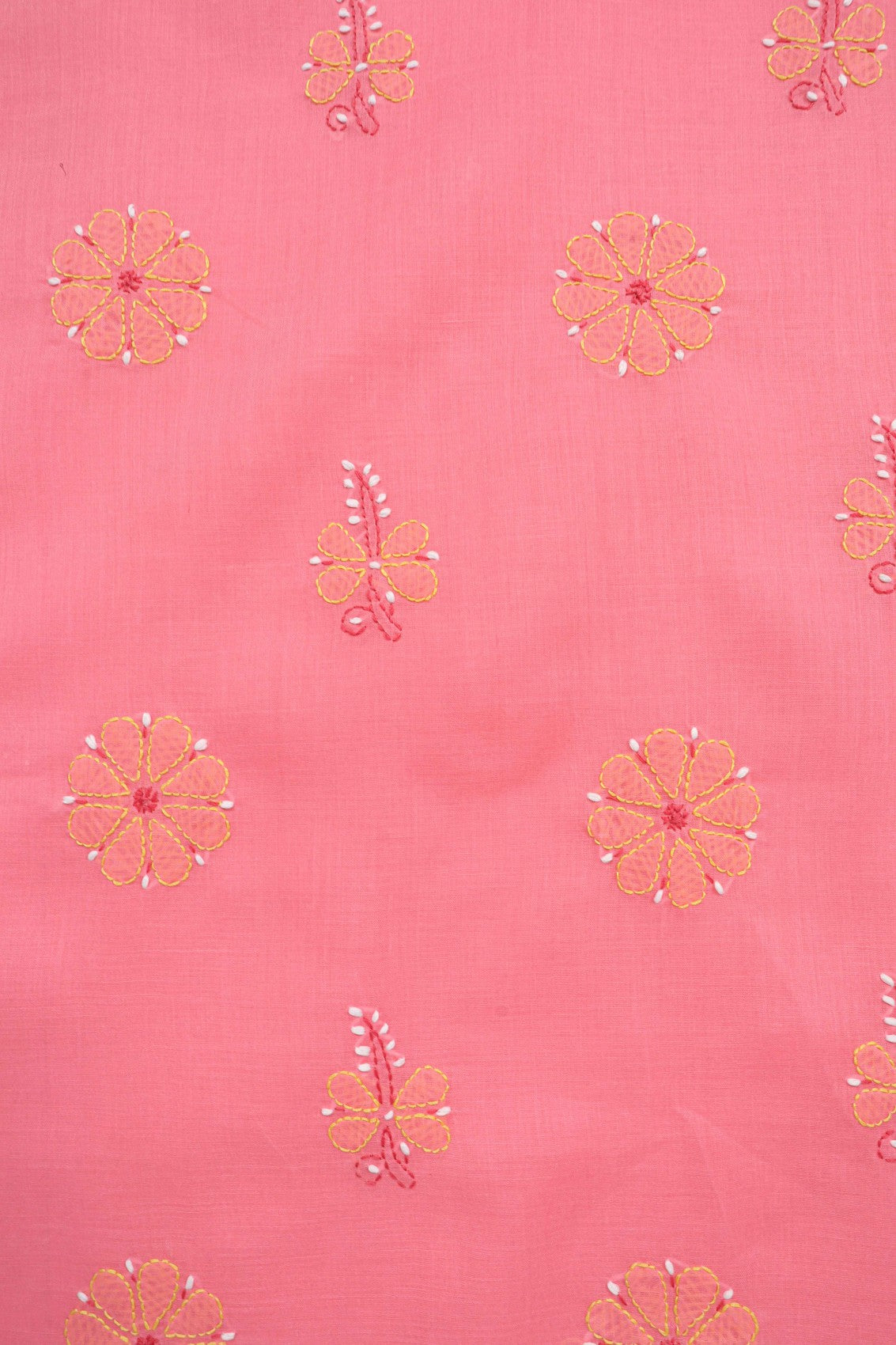 Ada Hand Embroidered Peach Cotton Lucknowi Chikankari Unstitched Suit Piece A610094