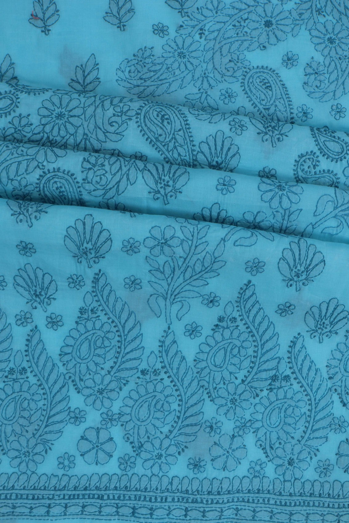 Ada Hand Embroidered Sky Blue Cotton Lucknowi Chikankari Unstitched Suit Piece 01A262732