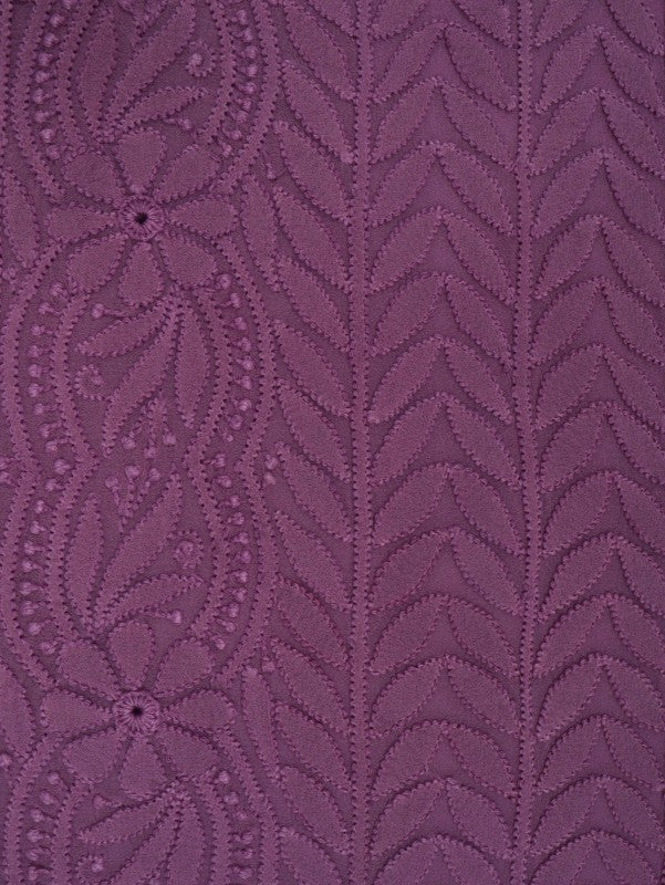 Ada Hand Embroidered Opera Mauve Georgette Lucknowi Chikan Unstitched Kurta Piece A497737