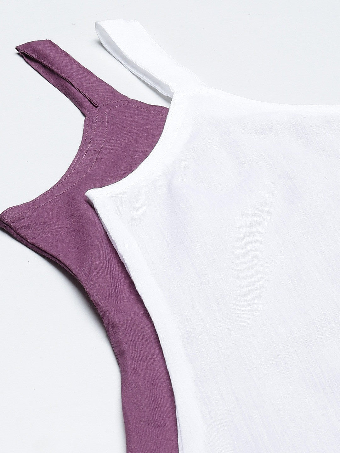 Ada White & Purple Cotton Short Slips Combo of 2 A111180.