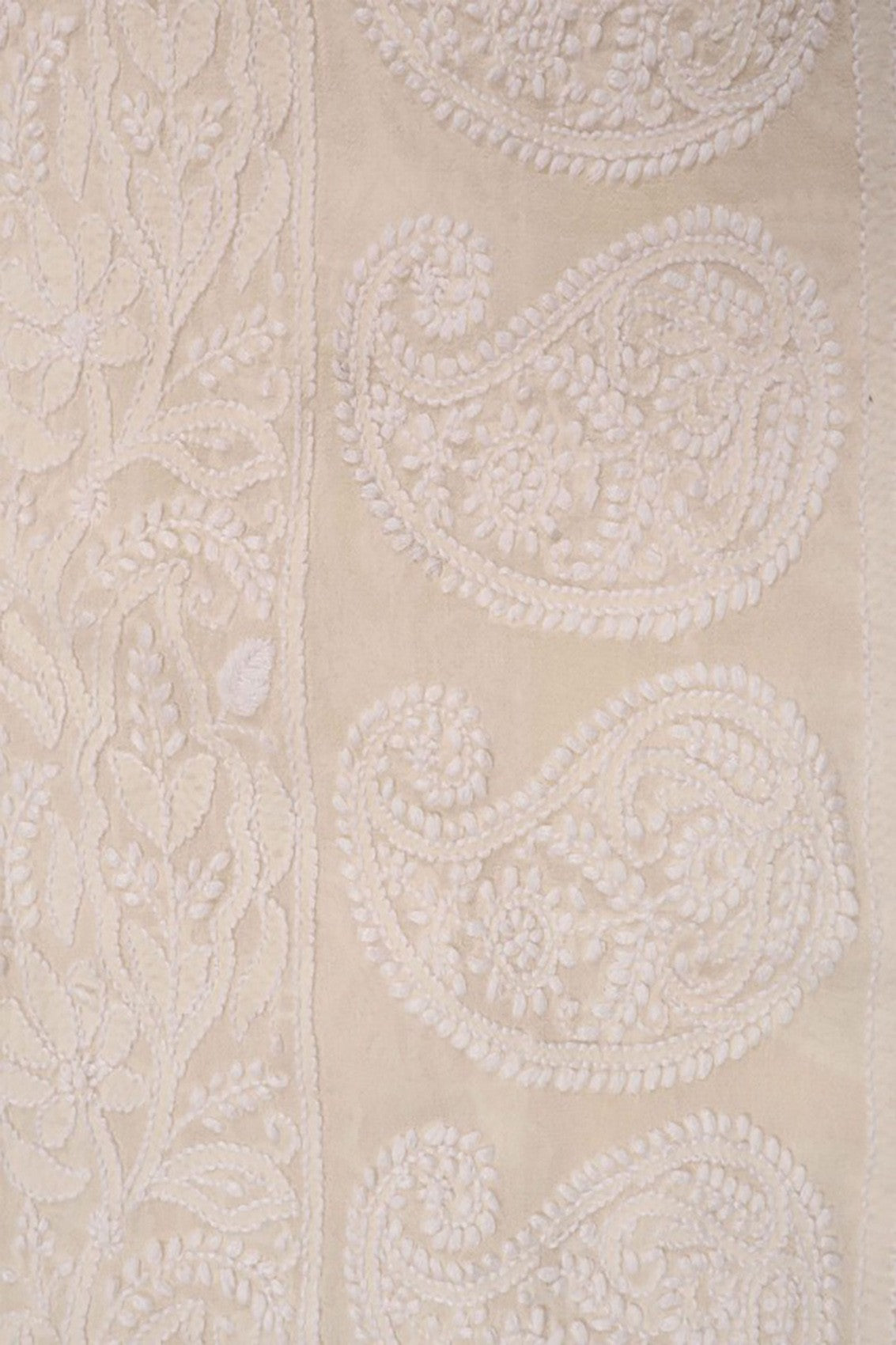 Ada Hand Embroidered Off White Pure Georgette Lucknowi Chikankari Dupatta A601210