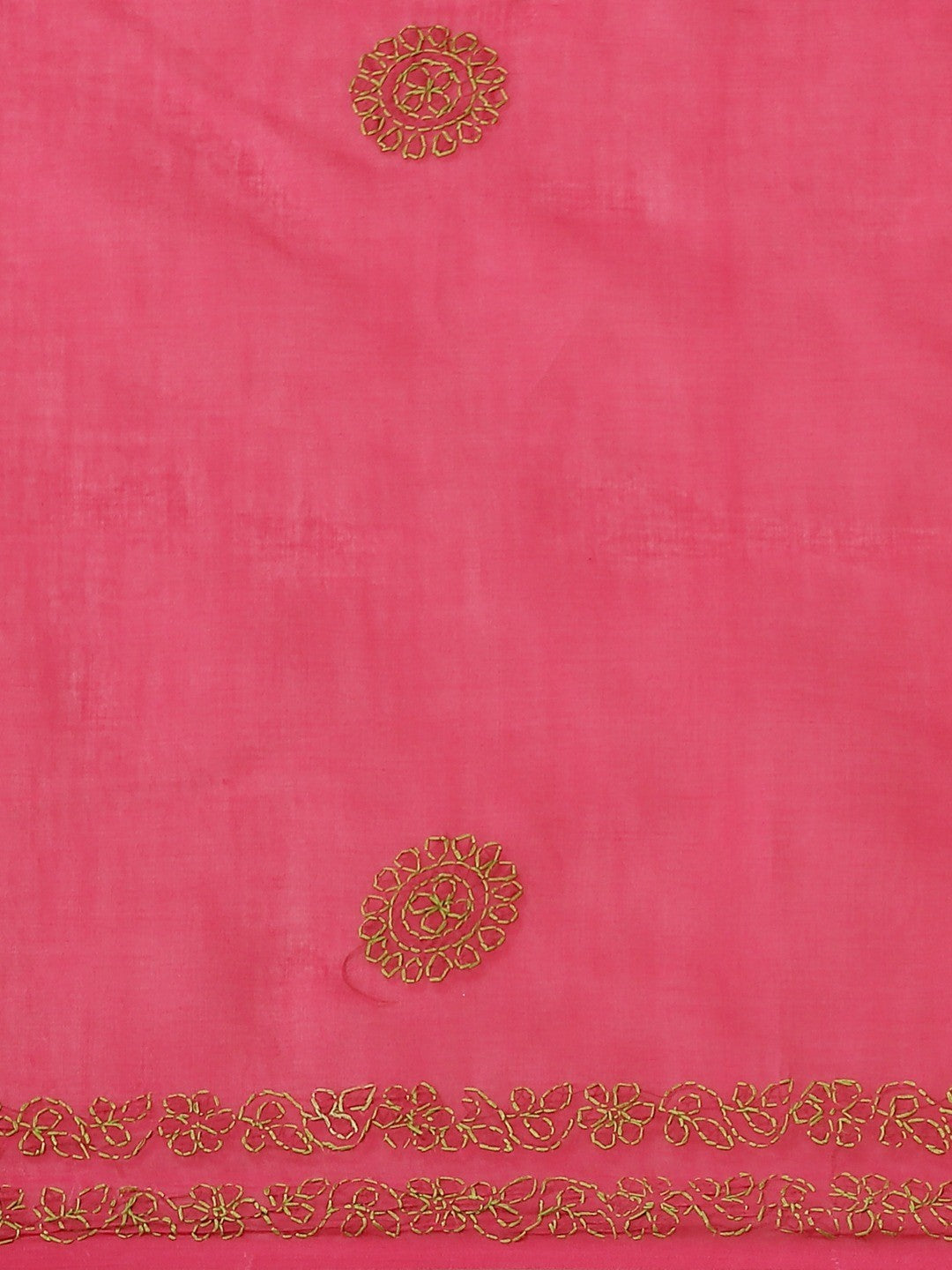 Ada Hand Embroidered Magenta Cotton Lucknow Chikan Saree With Blouse A311168