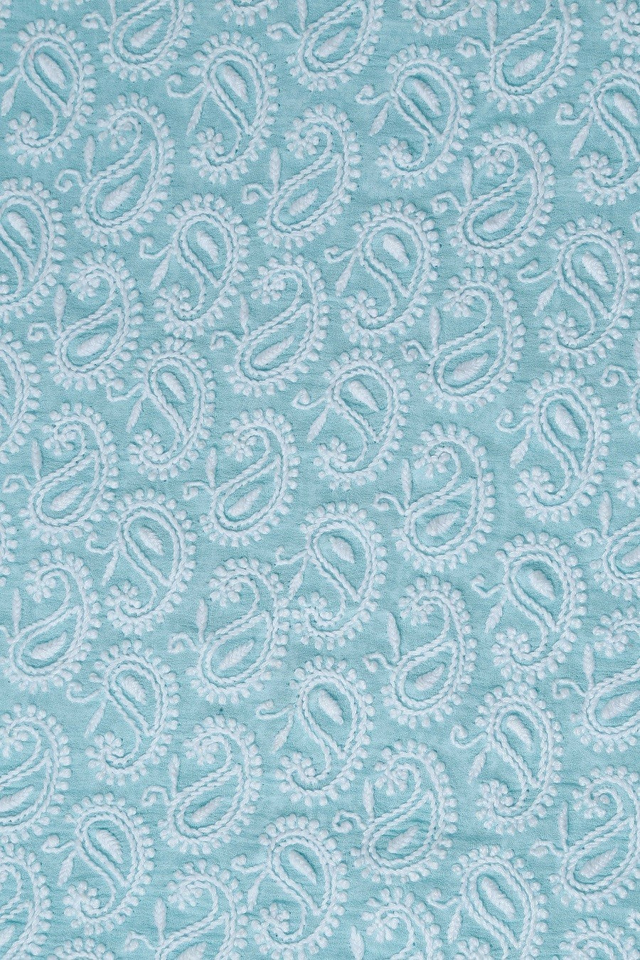 Ada Hand Embroidered Sky Blue Pure Georgette Chikan Unstitched Suit Piece- A103573
