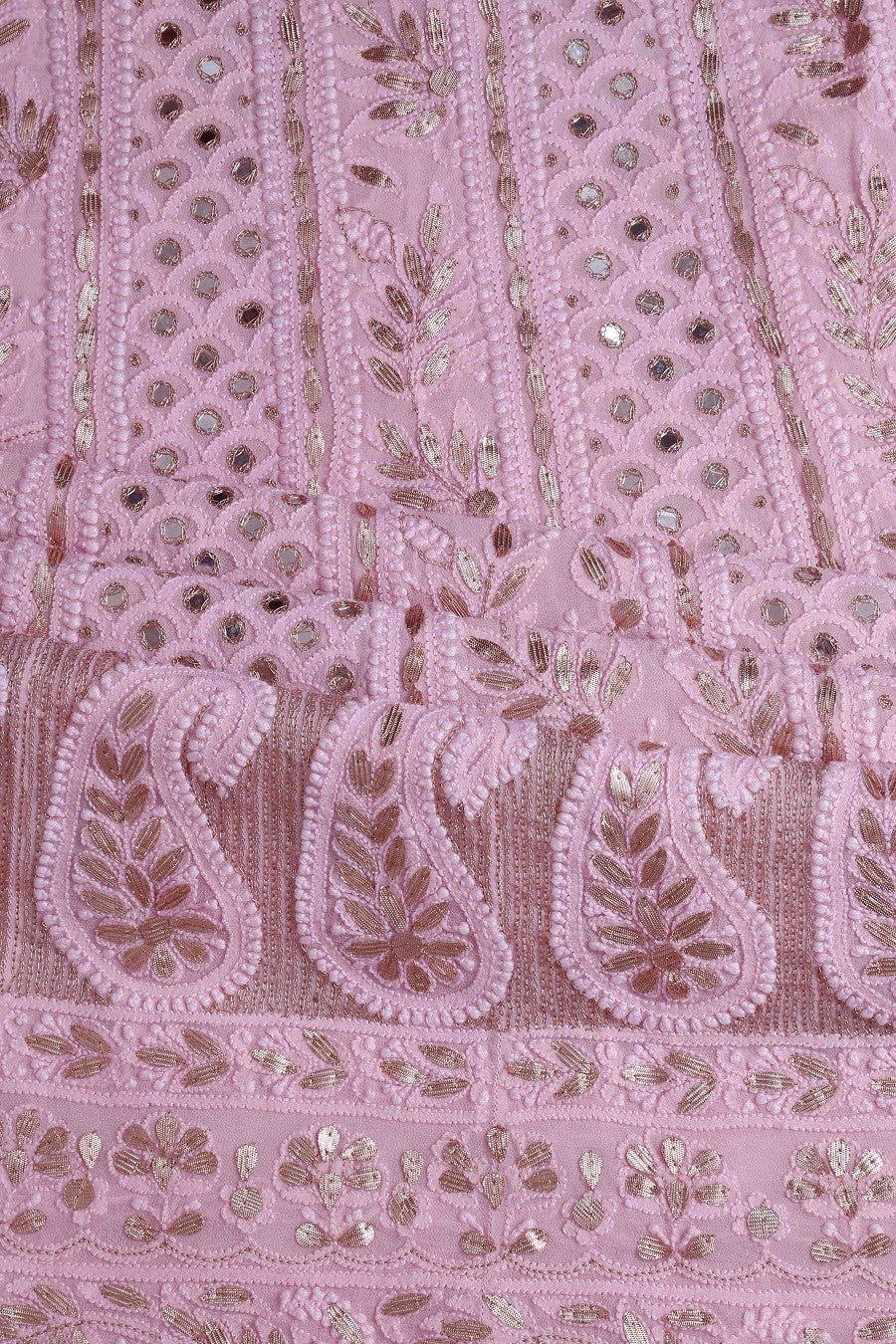 Ada Hand Embroidered Pink Georgette Lucknowi Chikankari Semi-stitched Anarkali Set With Gotapatti work – A610944