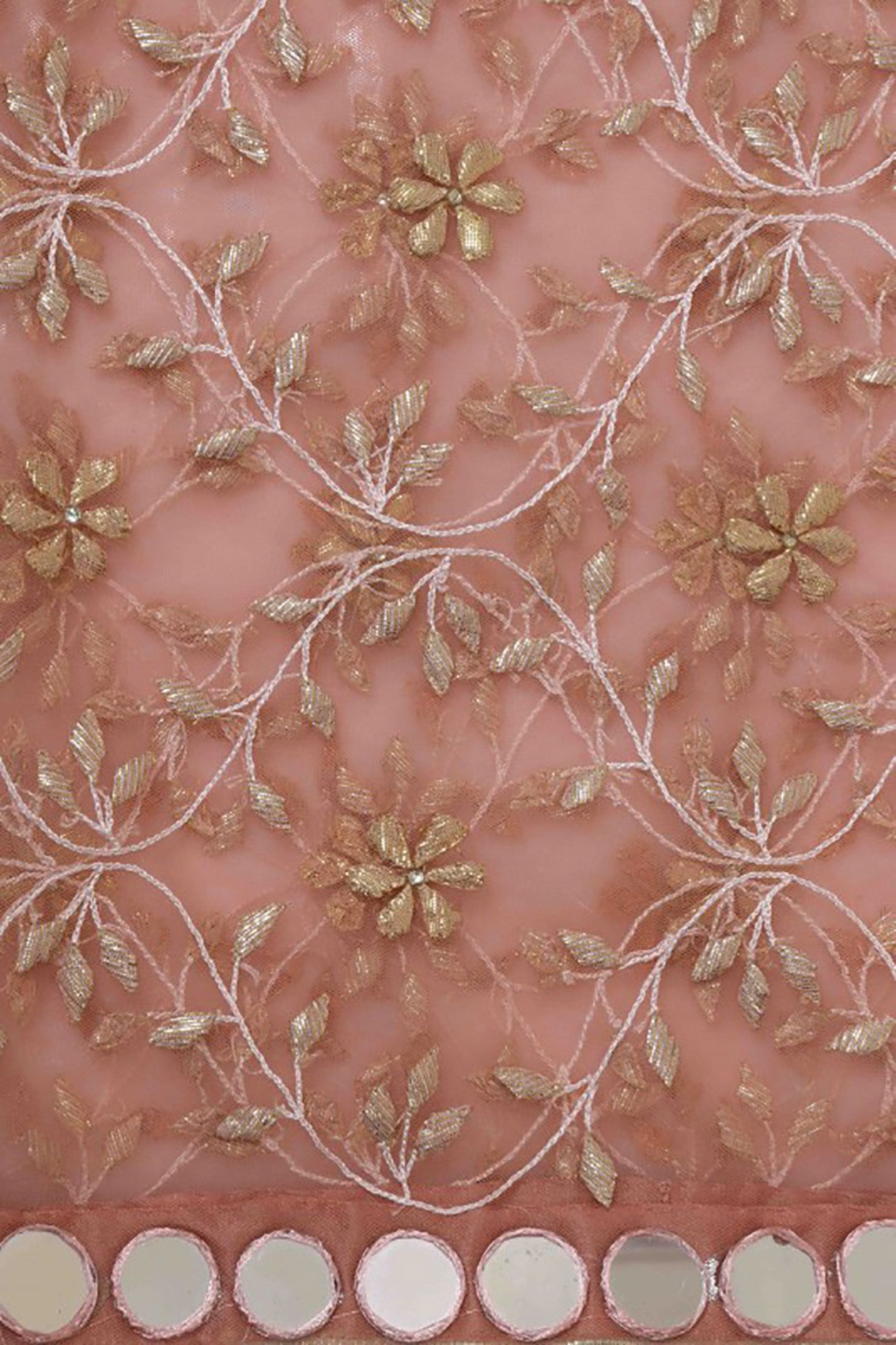 Ada Hand Embroidered Dusty Pink Net Lucknowi Chikankari Dupatta With Gota Patti Work A600706