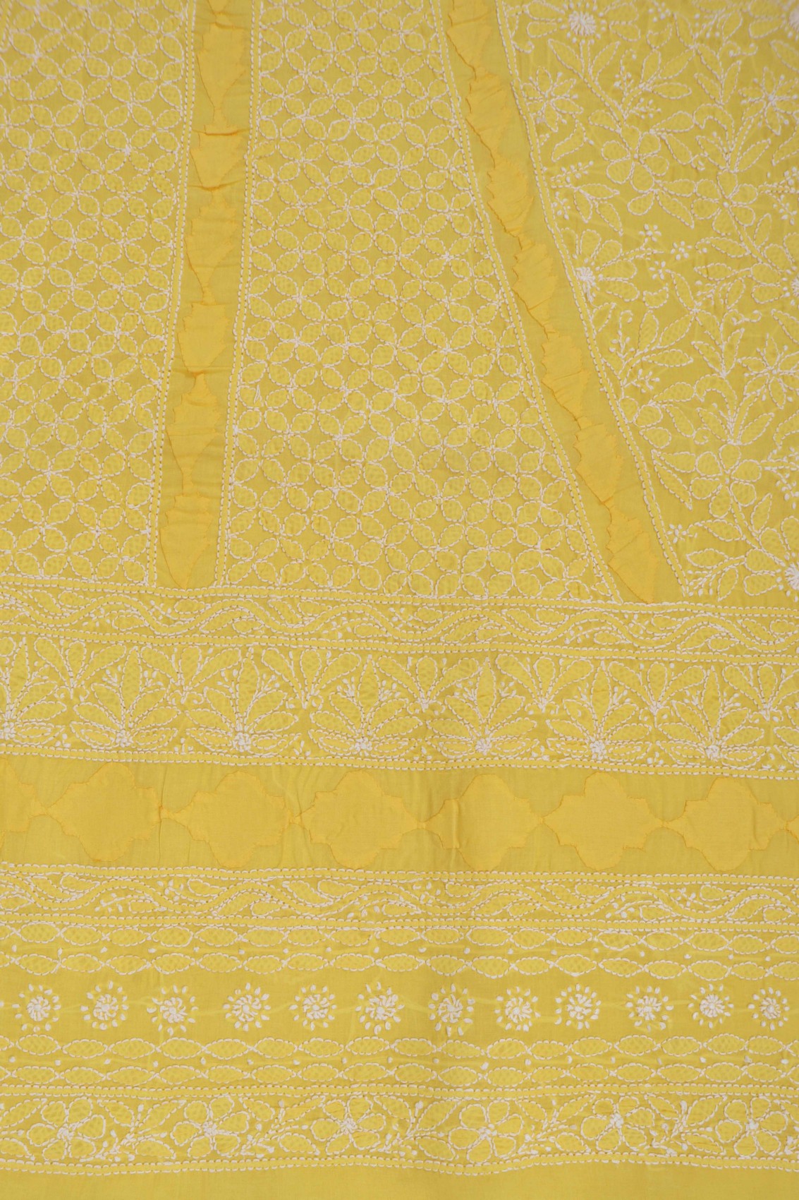 Ada Hand Embroidered Yellow Cotton Lucknowi Chikankari Unstitched Suit Piece 01A285115