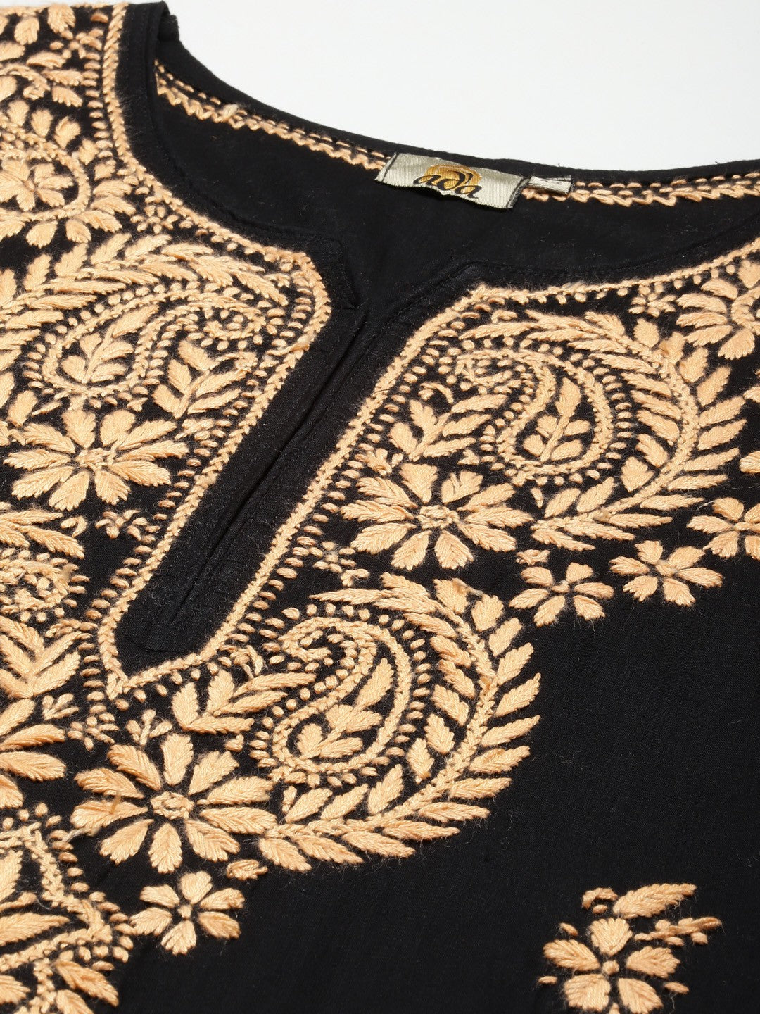 Ada Hand Embroidered Black Cotton Lucknow Chikankari Kurta A411276