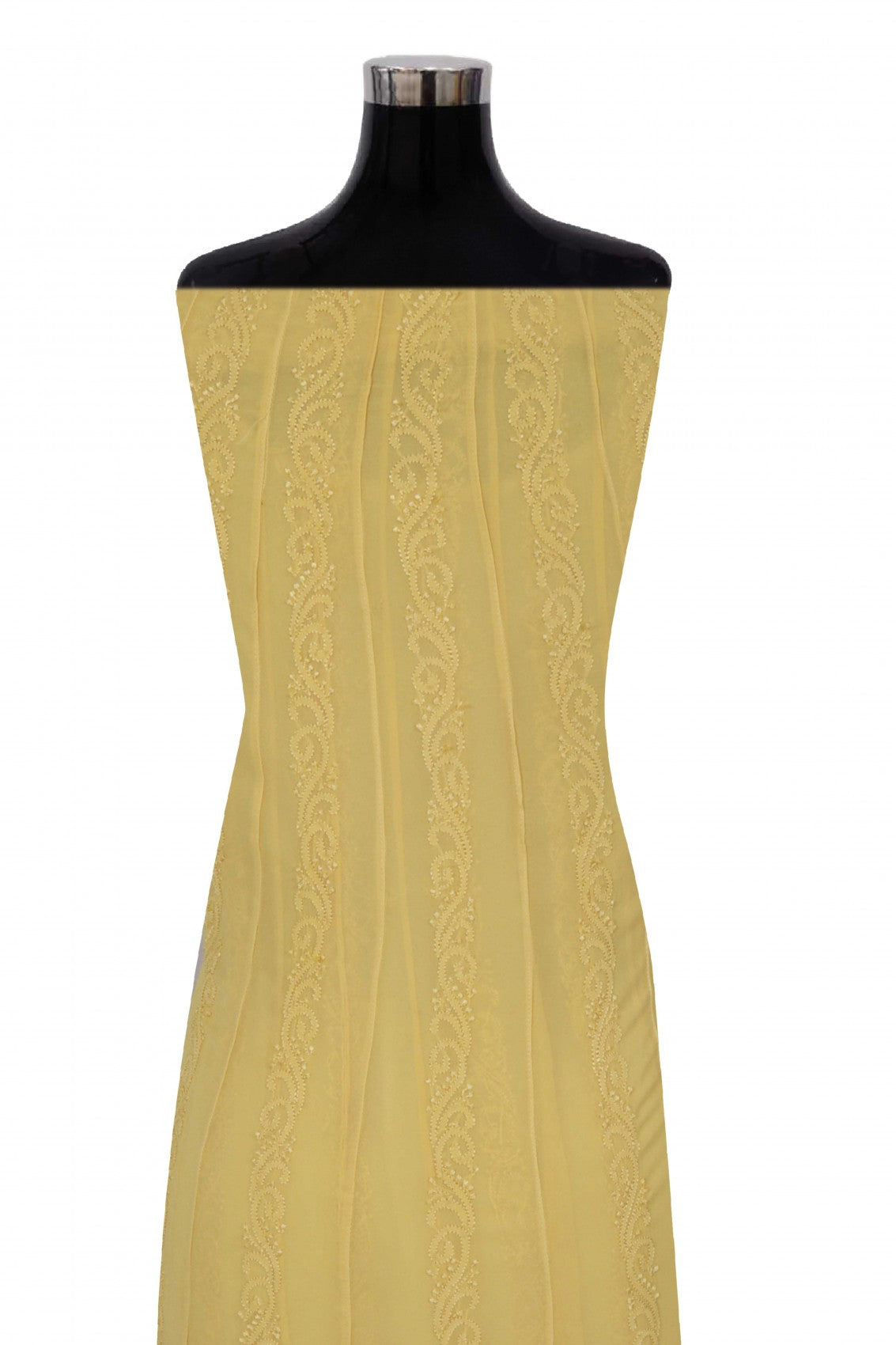 Ada Hand Embroidered Yellow Georgette Lucknowi Chikankari Semi-Stitched Anarkali Kurta Piece 01A180901