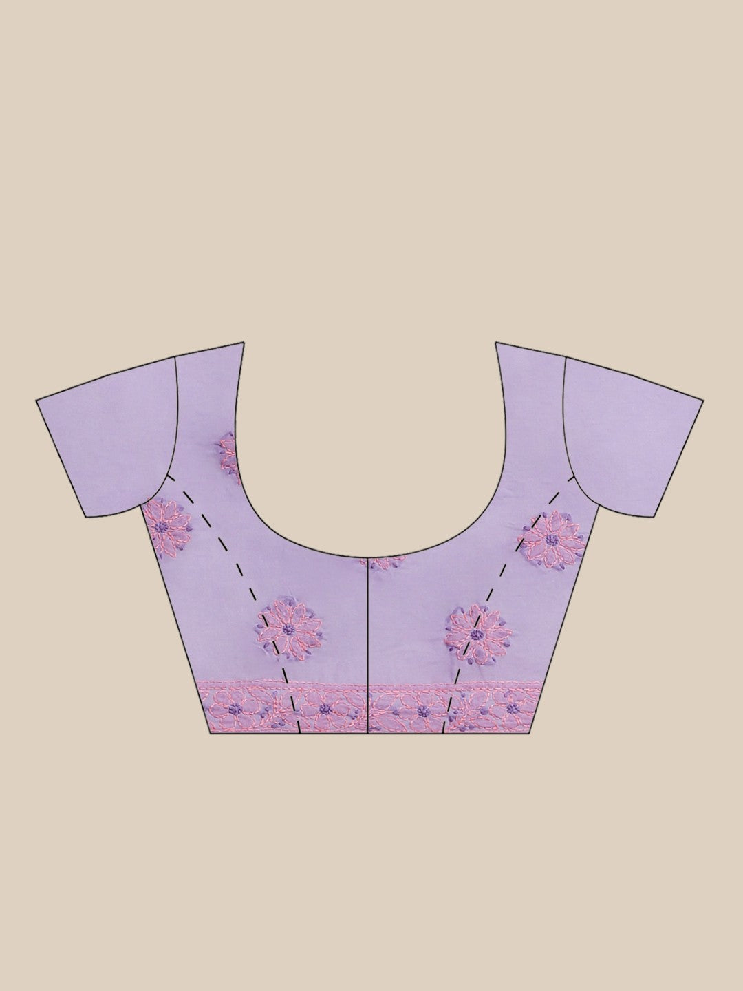 Ada Hand Embroidered Mauve Cotton Lucknow Chikan Saree With Blouse-A311213