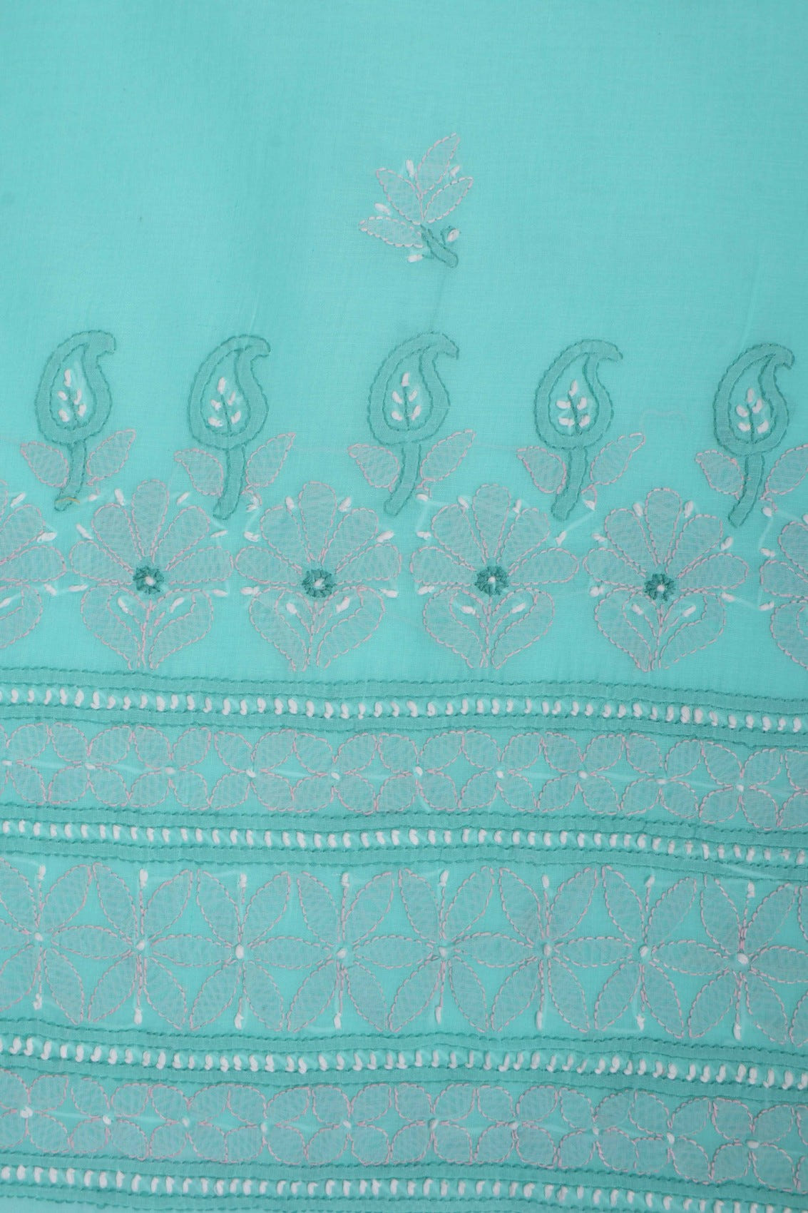 Ada Hand Embroidered Sea Green Cotton Lucknowi Chikankari Unstitched Suit Piece 01A215130