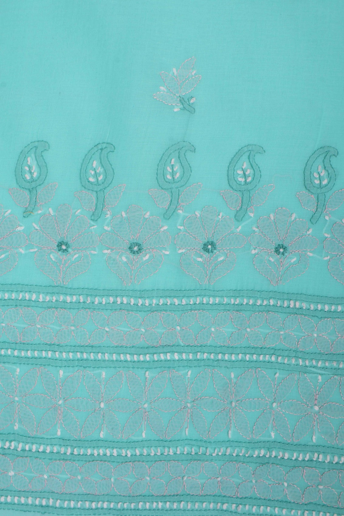 Ada Hand Embroidered Sea Green Cotton Lucknowi Chikankari Unstitched Suit Piece 01A215130