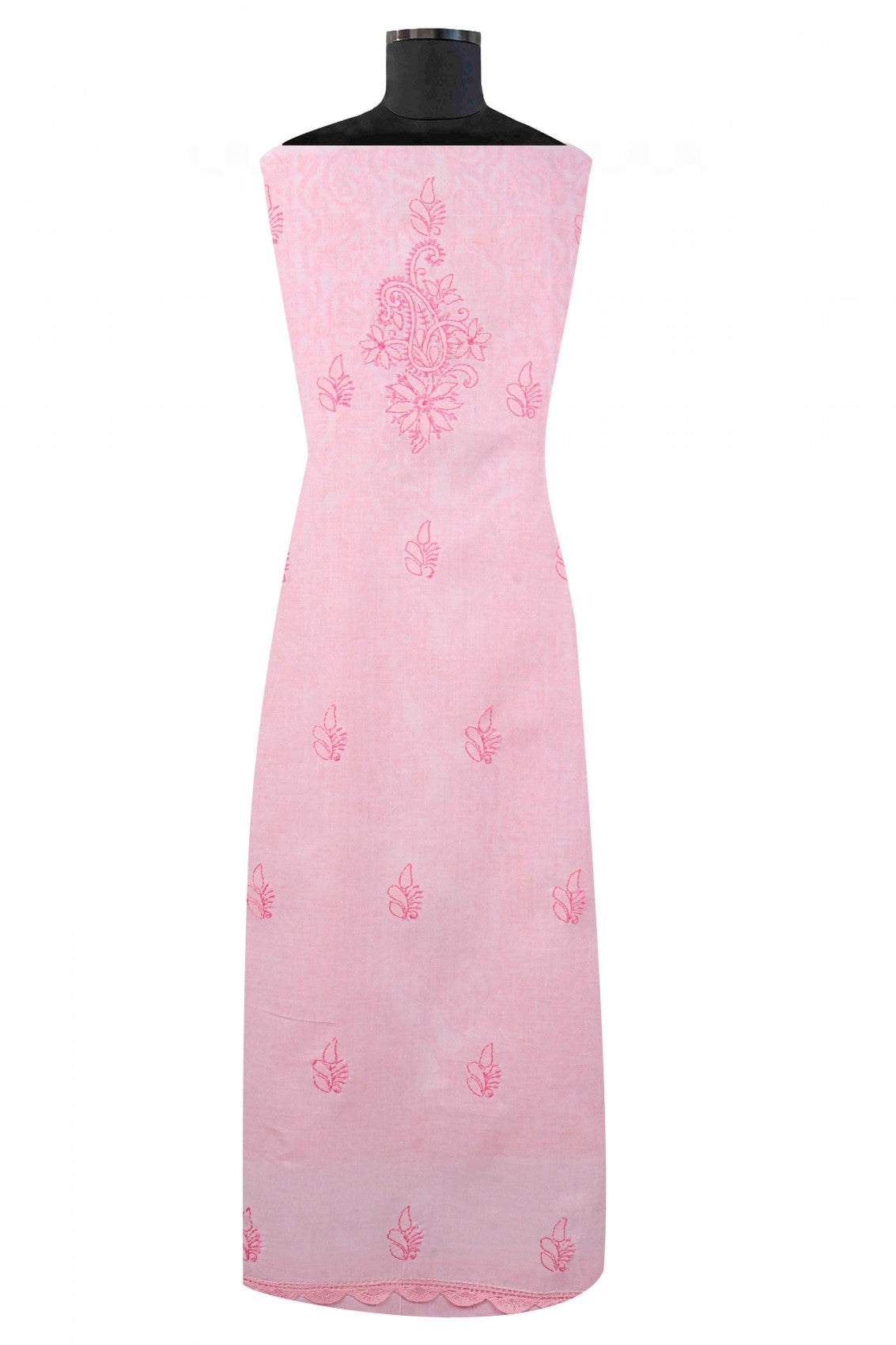 Ada Hand Embroidered Baby Pink Cotton Lucknowi Chikankari Unstitched Suit Piece A579182
