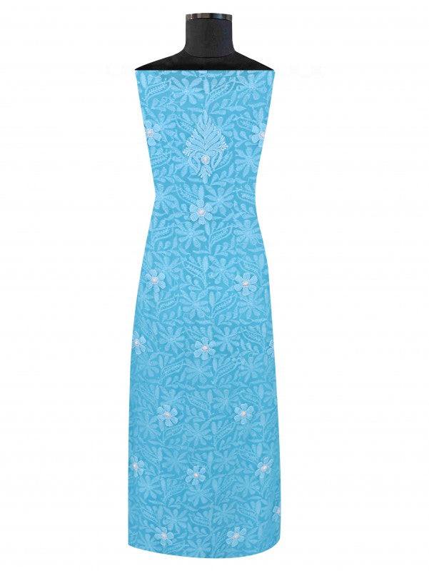 Ada Hand Embroidered Blue Georgette Lucknowi Chikankari Unstitched Suit Piece 01A209149