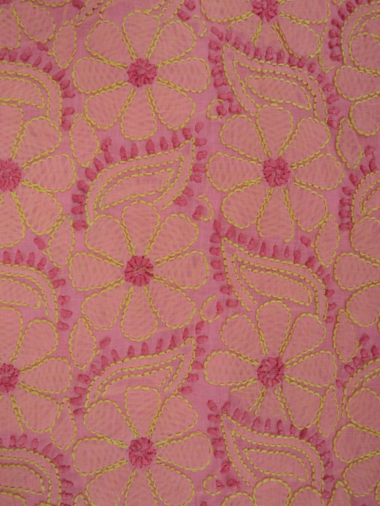 Ada Hand Embroidered Pink Cotton Lucknowi Chikankari Unstitched Suit Piece 01A193487