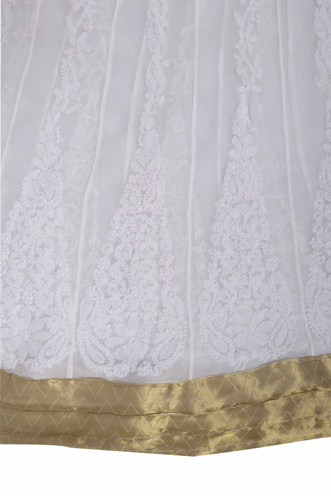 Ada Hand Embroidered White Georgette Lucknowi Chikankari Semi-Stitched Anarkali Kurta Piece A480095