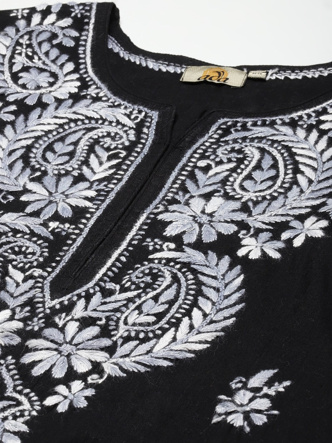 Ada Hand Embroidered Black Cotton Lucknow Chikankari Straight Kurta A411280
