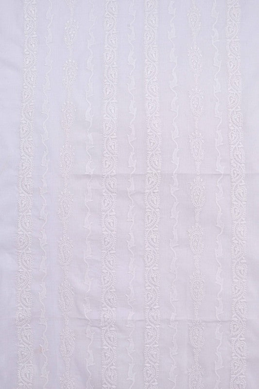 Ada Hand Embroidered White Cotton Lucknowi Chikankari Unstitched Men's Kurta Piece 01A122032
